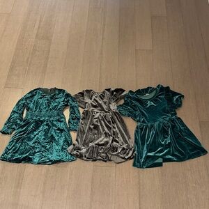Crewcuts and Old Navy Velvet Dress Set in Green and Gray size 4